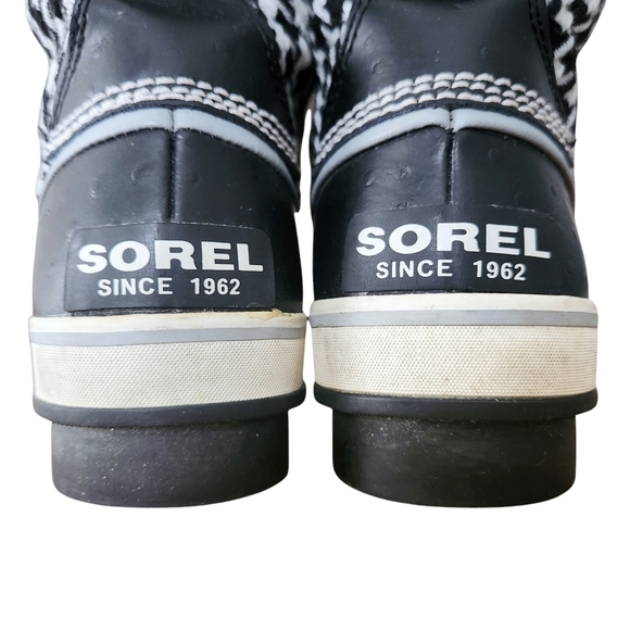 Sorel Tivoli Boots US 9 Black Cream Houndstooth Winter Lace-Up - Picture 8 of 12